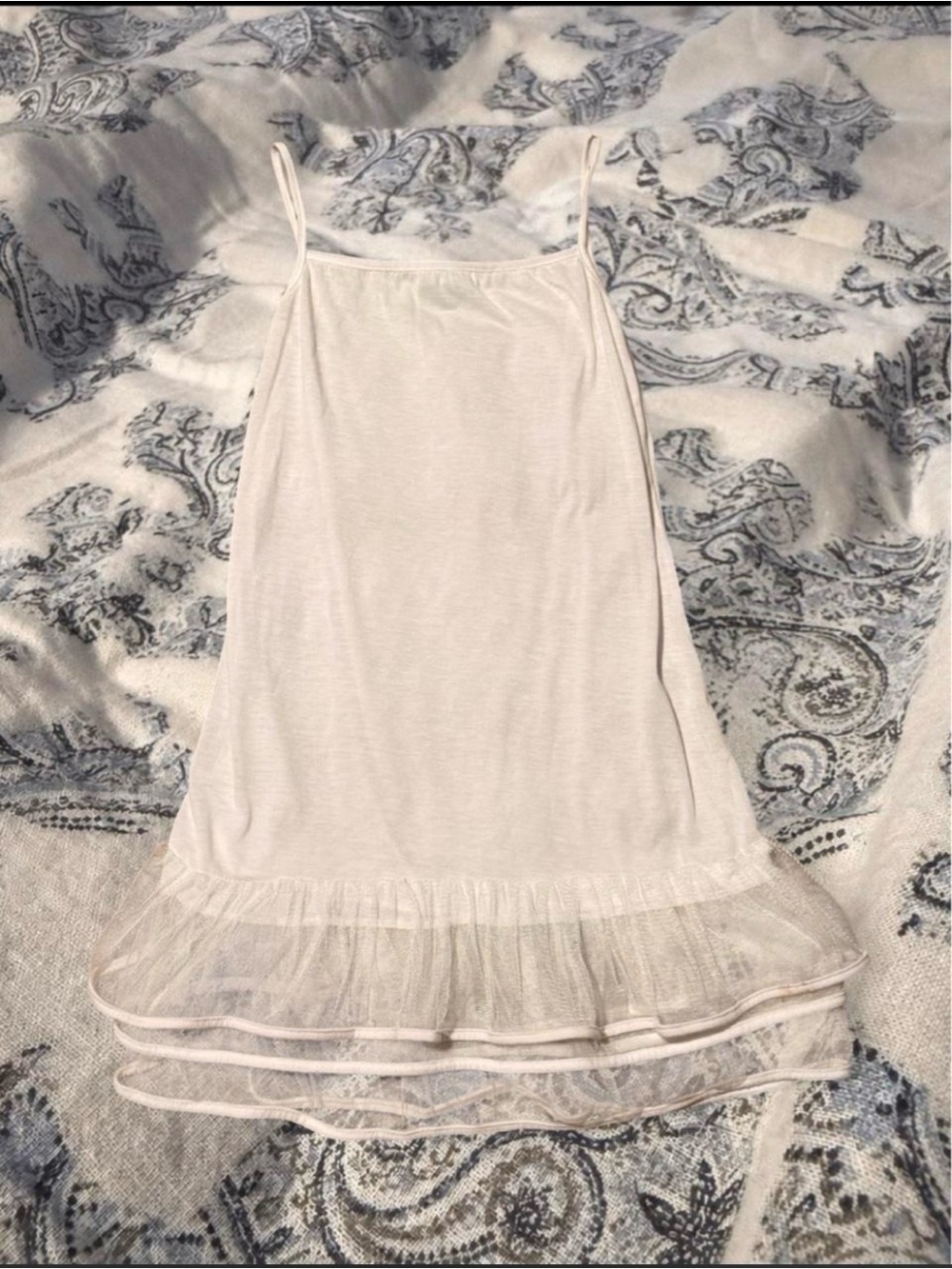 Lightweight White Slip Dress with Ruffle Hem